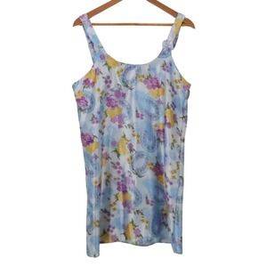 Sante Classics Floral Paisley Slip Dress Womens Size M Satin Bow Vintage Y2K